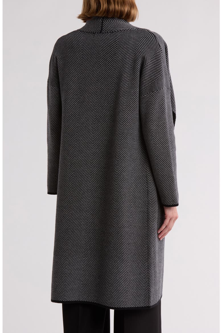 Andrea Chevron Sweater Coat, Alternate, color, BLACK/ CHARCOAL