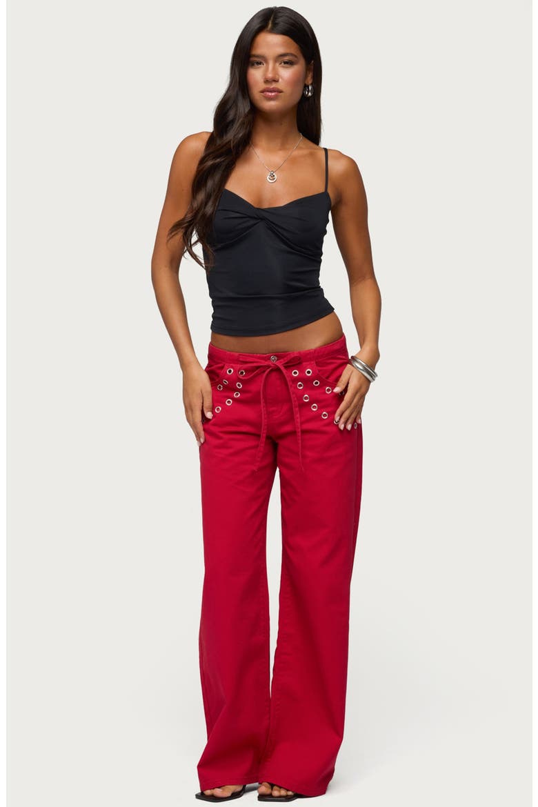 Kala Grommet Low Rise Baggy Jeans, Alternate, color, BURGUNDY