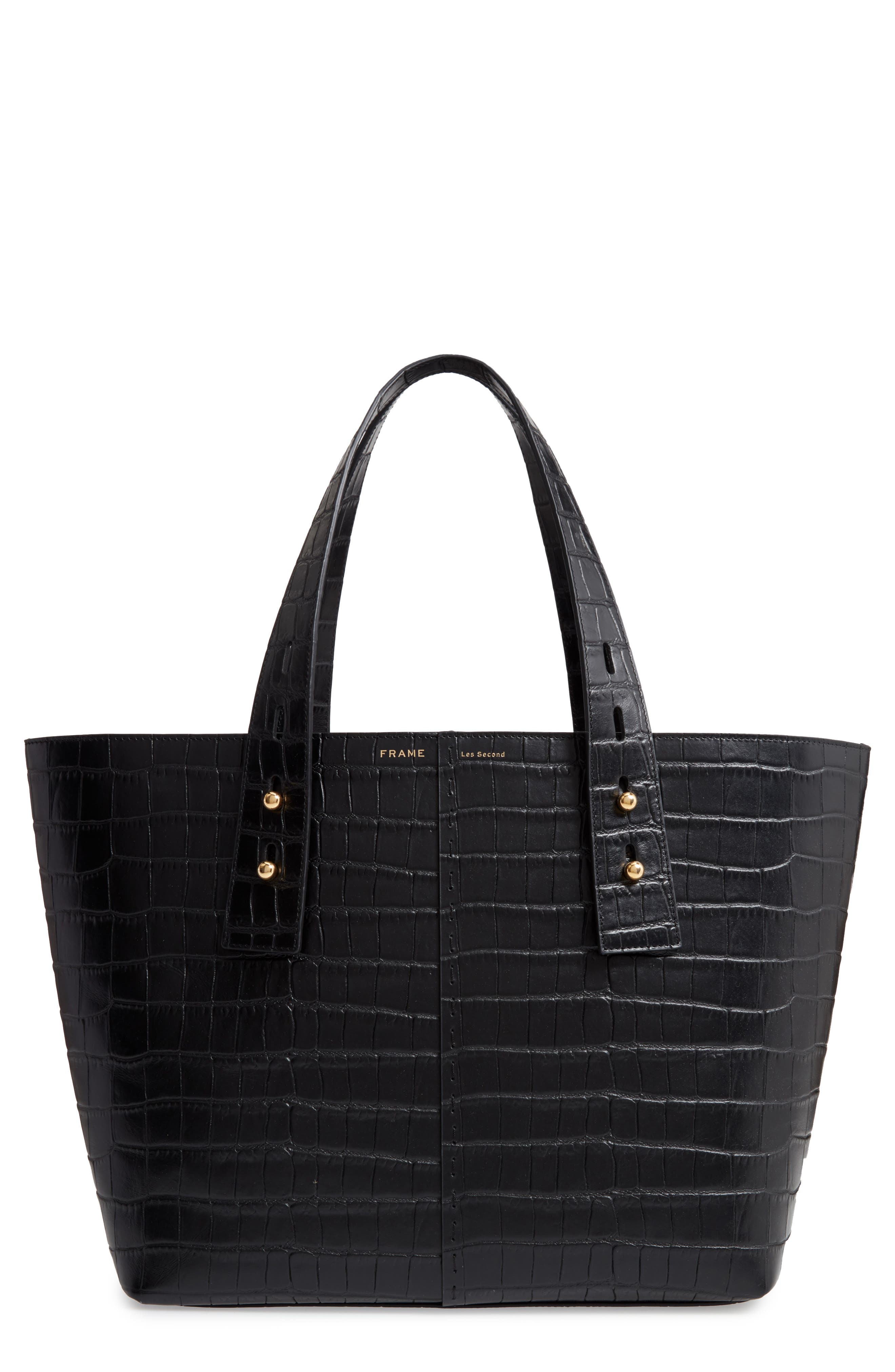 FRAME Les Second Medium Embossed Leather Tote, Main, color, 