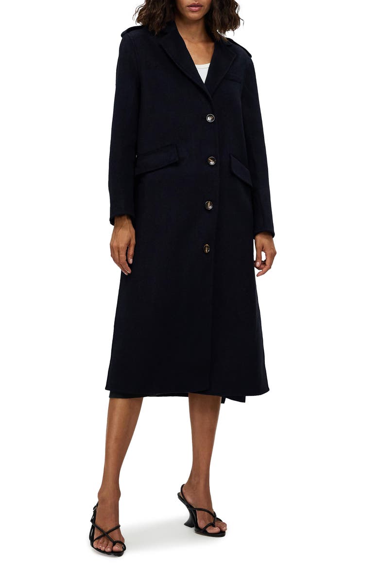Tainted Love Longline Coat, Main, color, NAVY
