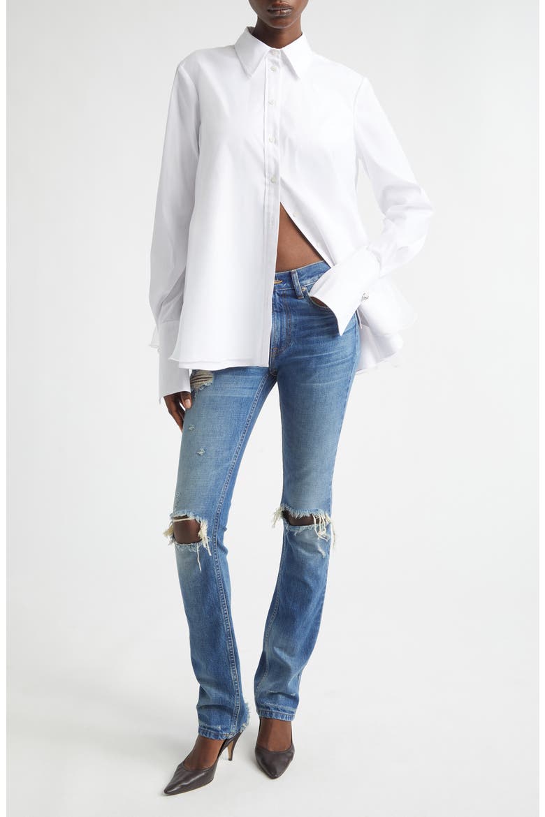 The Vaughn Frothy Layered Button-Up Shirt, Alternate, color, WHITE