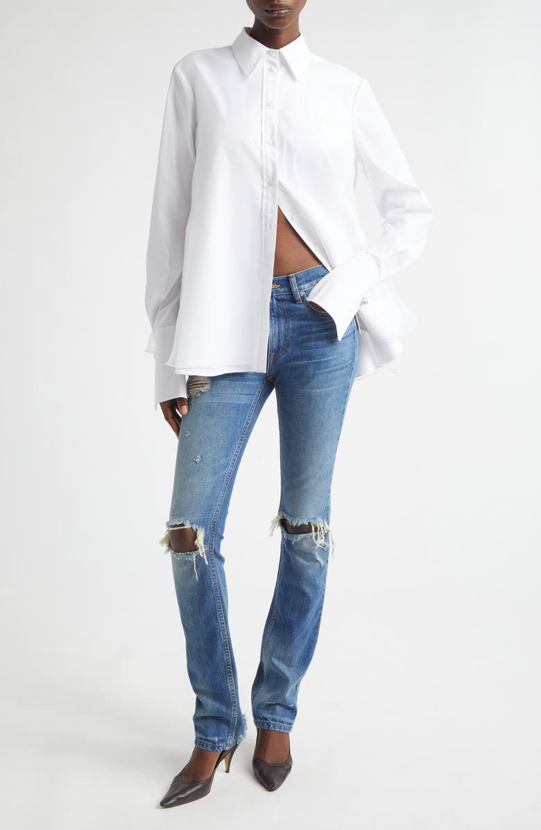 Brandon Maxwell The Riggs Ripped Cigarette Jeans, Alternate, color, Indigo
