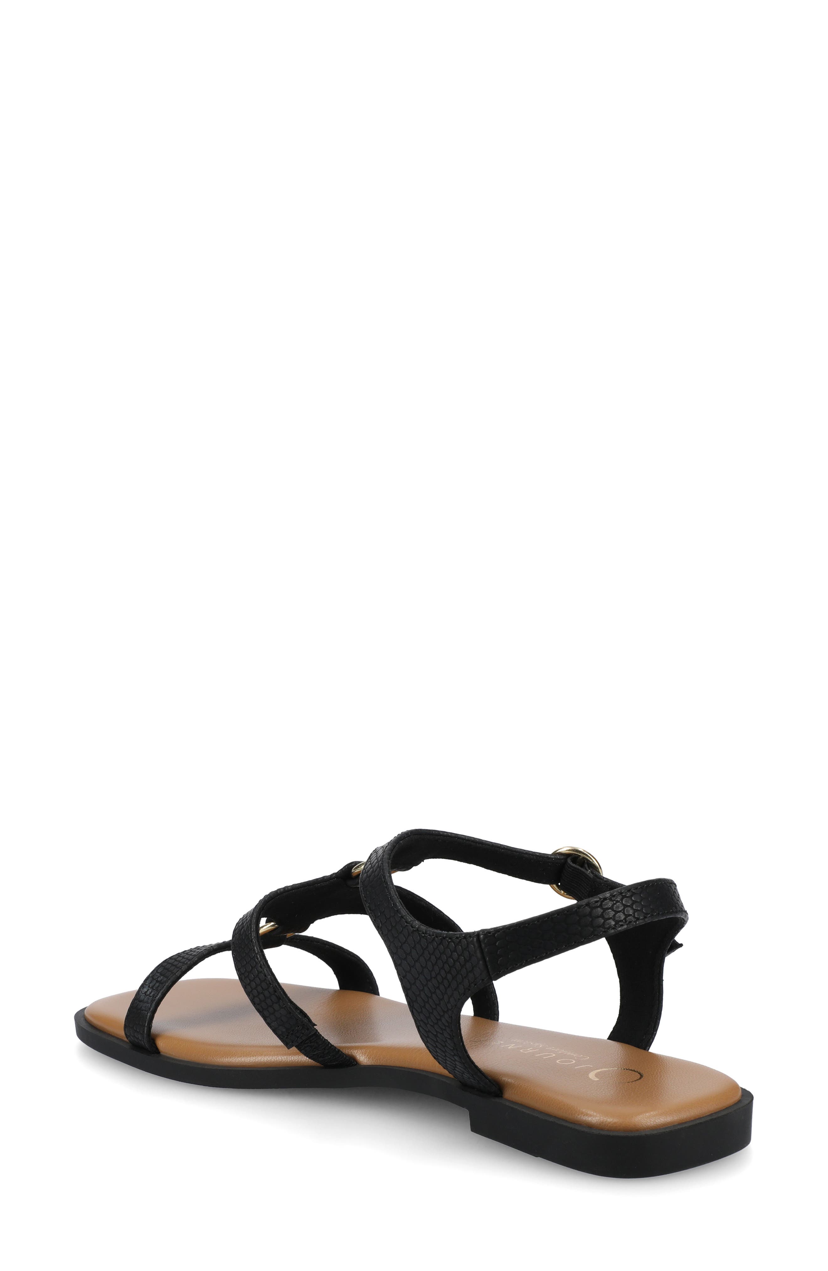 Journee Collection Briley Flat Sandal, Alternate, color, Black Lizard