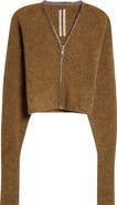 Rick Owens Zip Detail Crop Alpaca Blend Cardigan