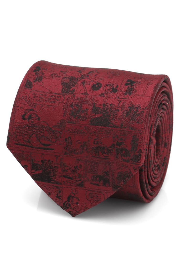 Mickey Mouse Comic Panels Silk Tie, Alternate, color, RED