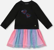 Deux par Deux Bi-Material Dress with Mesh Skirt