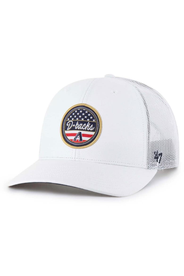 Men's '47 White Arizona Diamondbacks Homage Adjustable Trucker Hat, Main, color, White