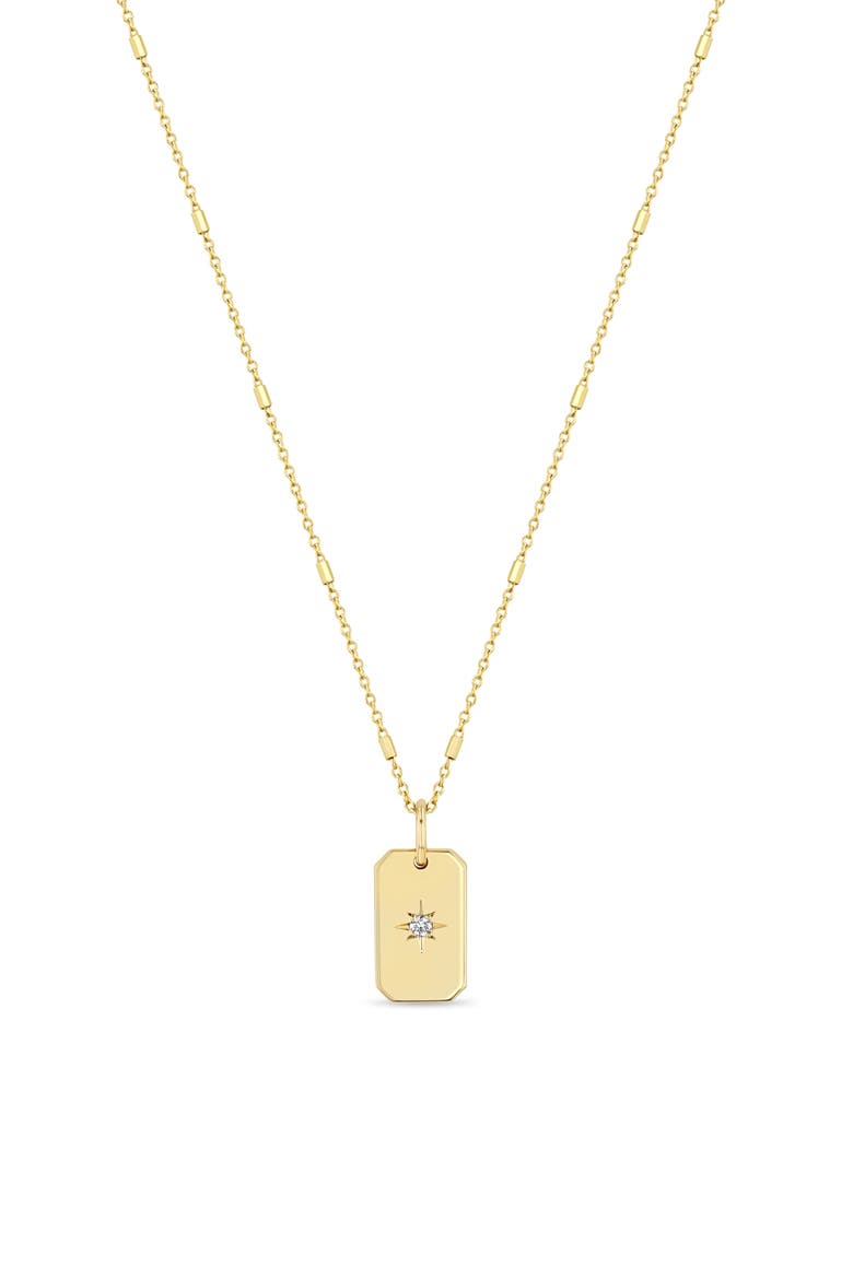 14K Gold Diamond Star Dog Tag Charm, Alternate, color, YELLOW GOLD