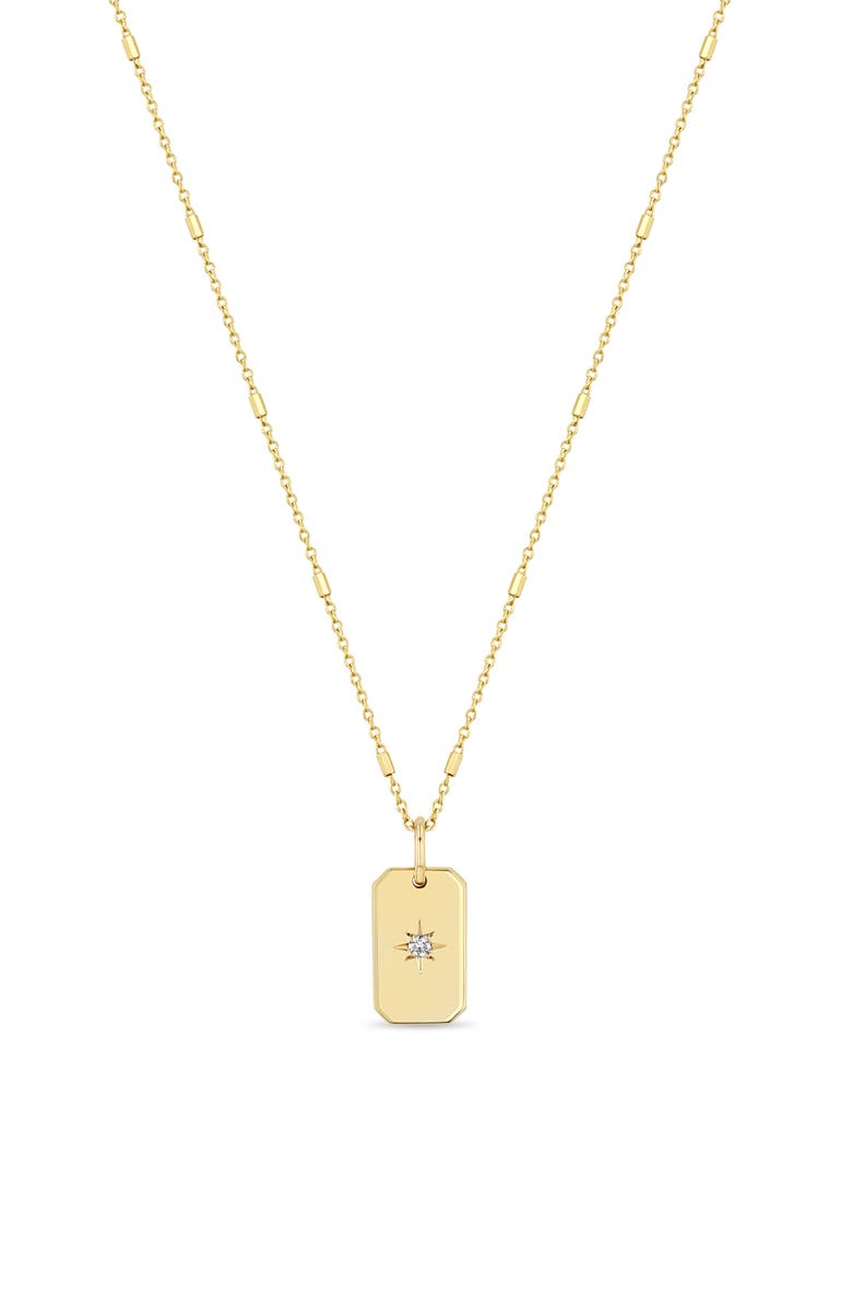 Zoë Chicco 14K Gold Diamond Star Dog Tag Charm, Alternate, color, Yellow Gold