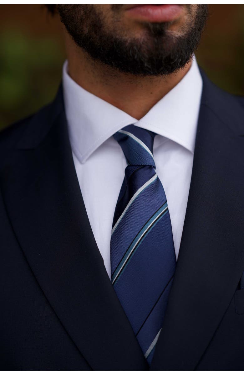 Elizabetta Rufino - Extra Long Silk Jacquard Tie for Men, Alternate, color, Marine Blue