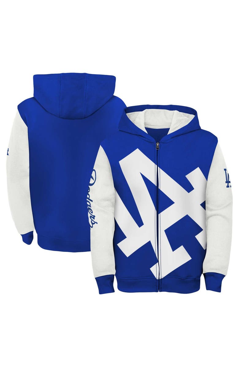 Outerstuff Youth Fanatics Branded Royal/White Los Angeles Dodgers Postcard Full-Zip Hoodie Jacket, Alternate, color, 