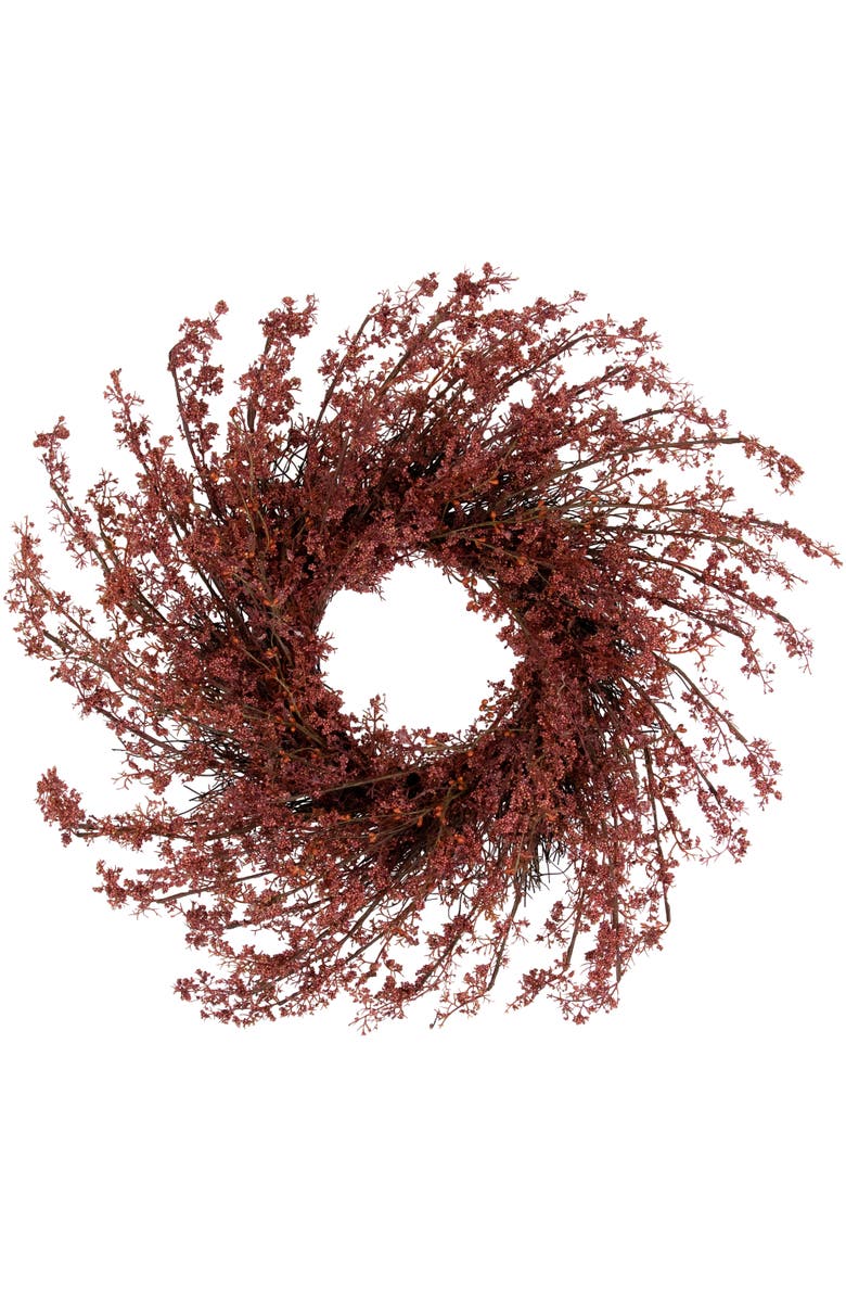 Northlight Pip Berry Clusters Artificial Fall Harvest Twig Wreath - 24", Main, color, Red
