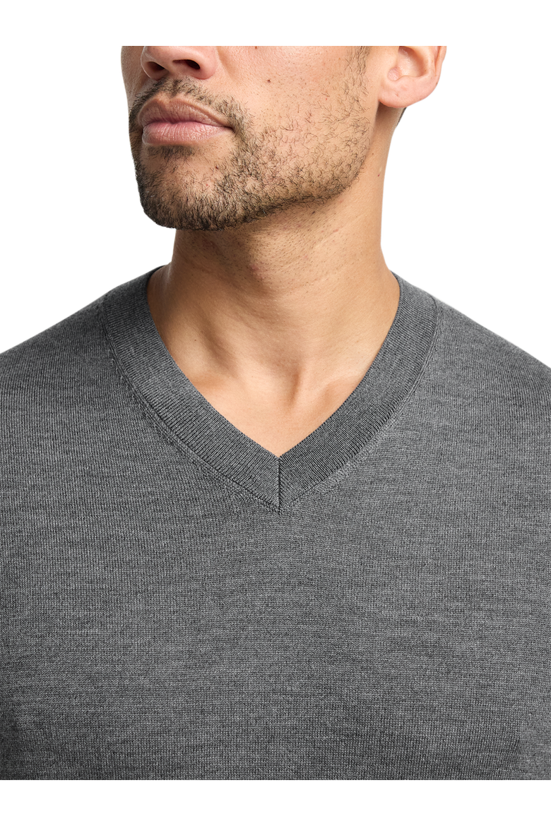 Washable Merino Wool V-neck Sweater, Alternate, color, Grey
