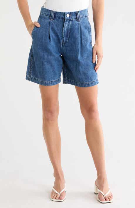Current/Elliott A-Line Pleated Denim Shorts