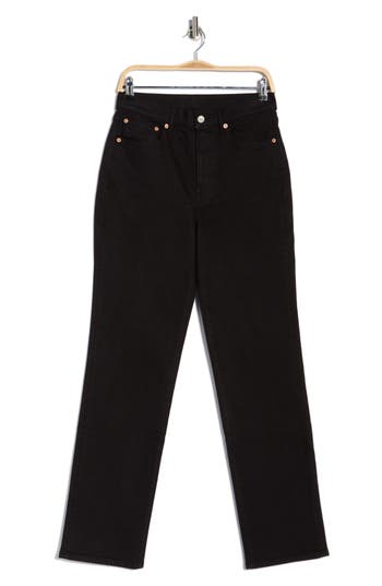 Buck Mason Rider High Waist Straight Leg Twill Jeans In Black