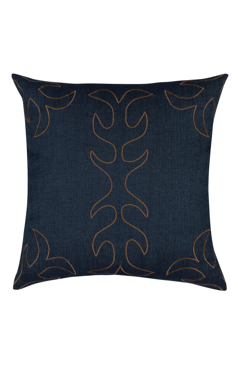 Elaine Smith Denim Days Hand Embroidered Indoor & Outdoor Woven Accent Pillow, Main, color, Denim