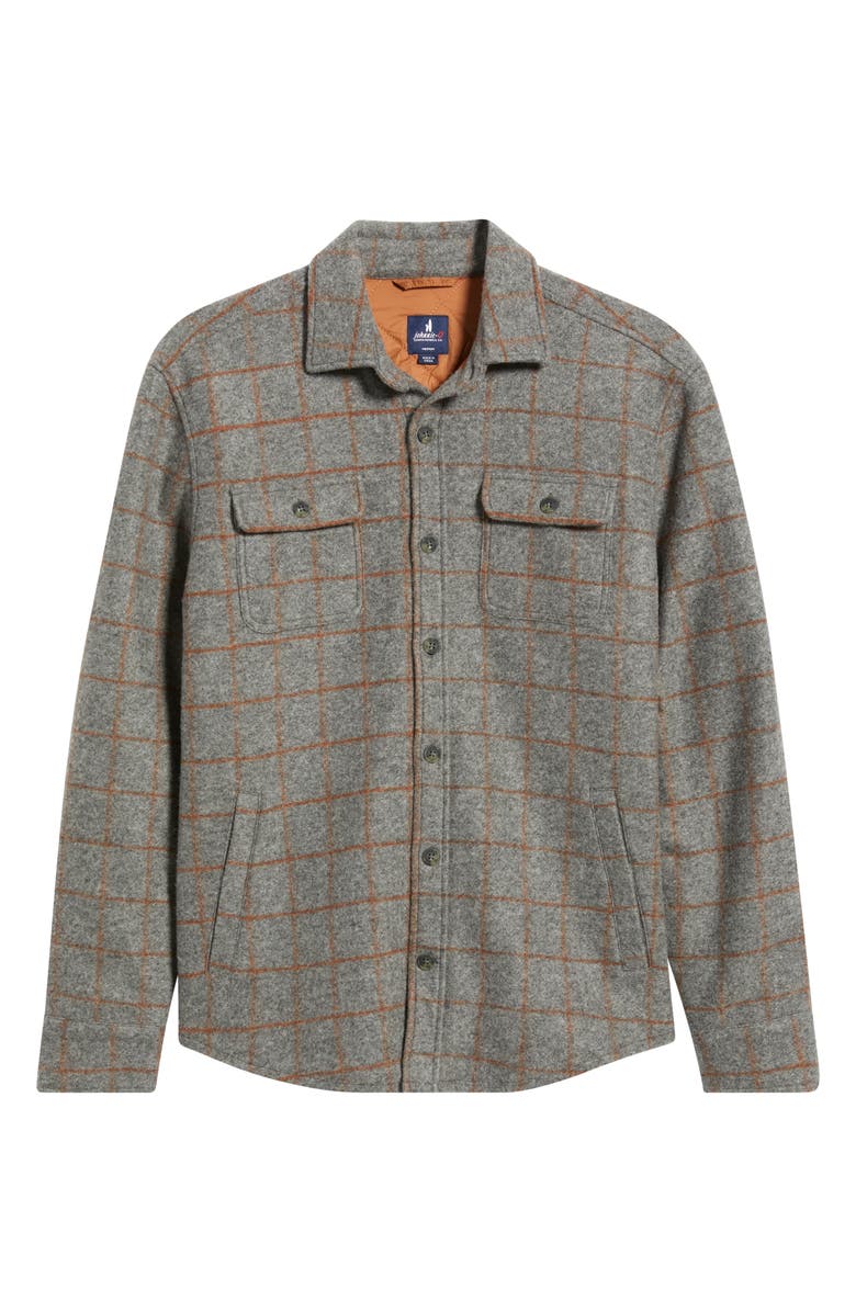johnnie-O McDowell Insulated Windowpane Check Felted Button-Up Shirt Jacket, Alternate, color, Charcoal