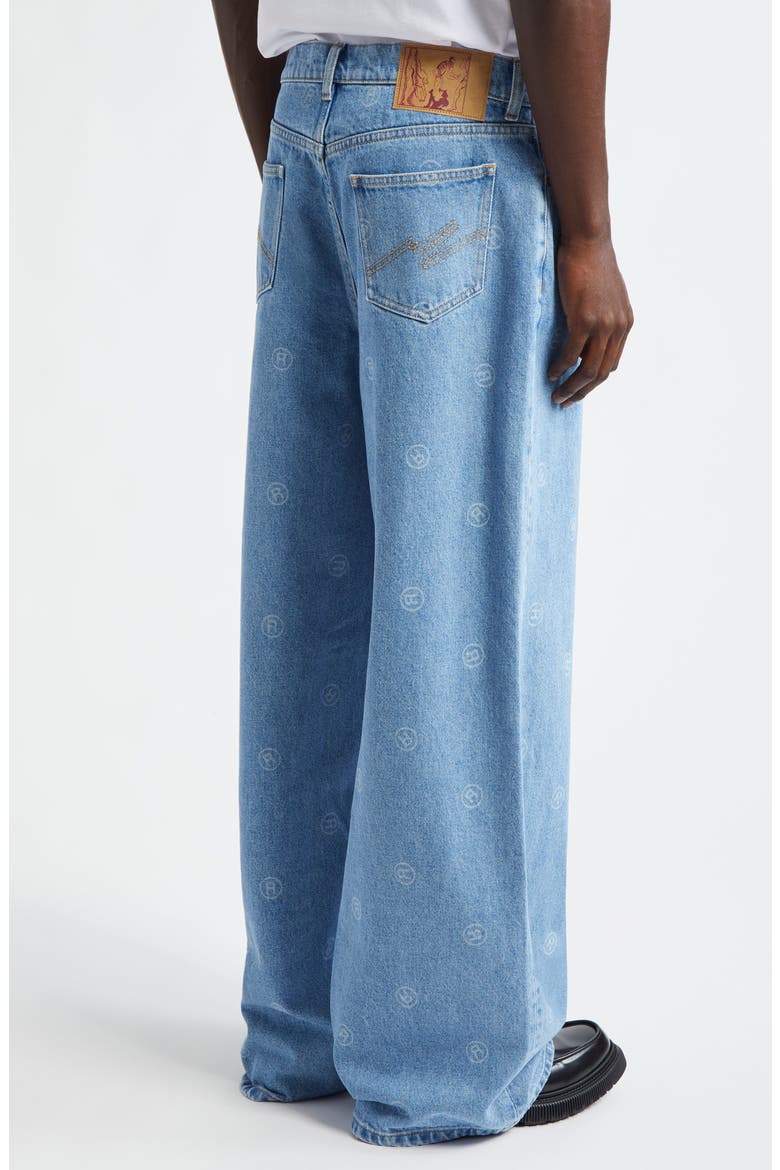 Logo Stamp Wide Leg Jeans, Alternate, color, BLUE R ALL OVER BLUE
