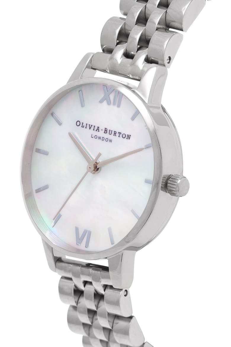 Mother-of-Pearl Bracelet Watch, 30mm, Alternate, color, SILVER/ MOP/ SILVER