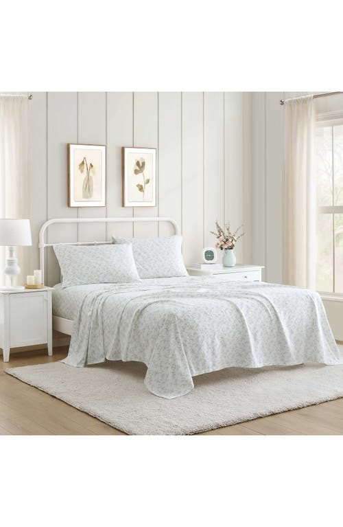 Laura Ashley Fiona Floral 300 Thread Count Cotton Percale Sheet Set In Green