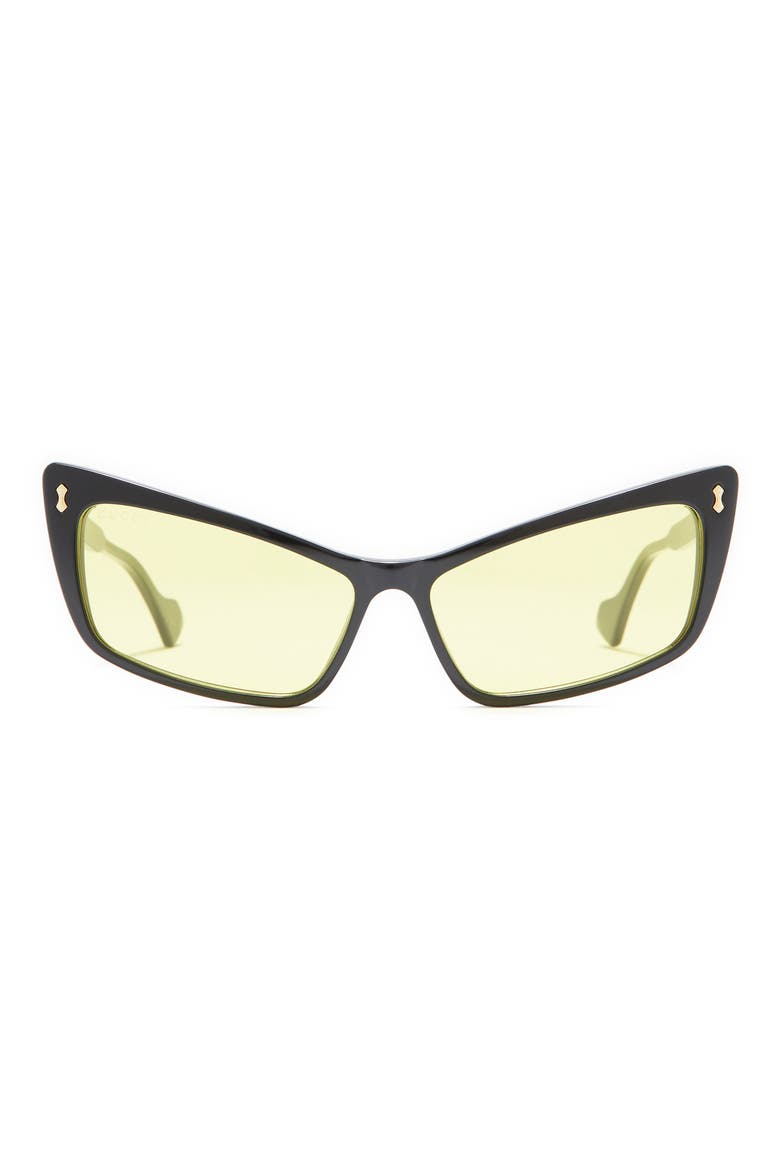 58mm Cat Eye Sunglasses, Main, color, BLACK BLACK YELLOW