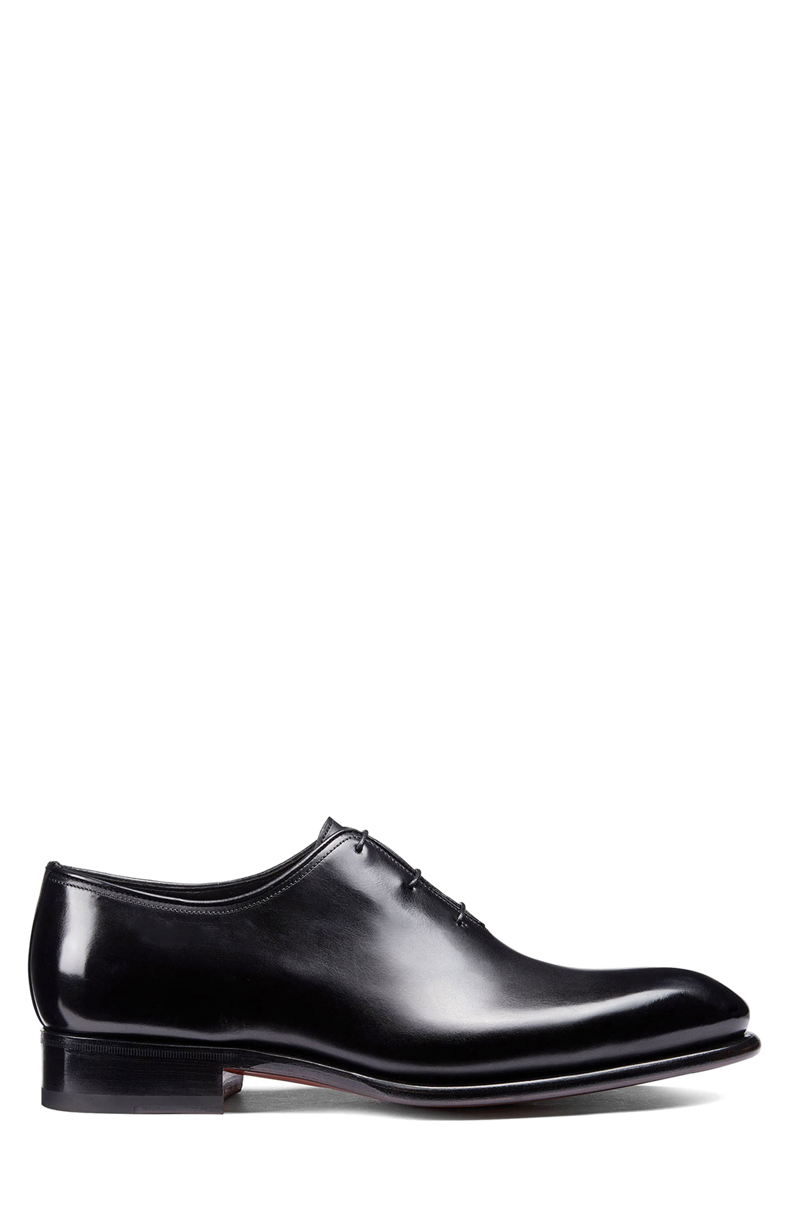 Santoni People Plain Toe Derby, Alternate, color, Black