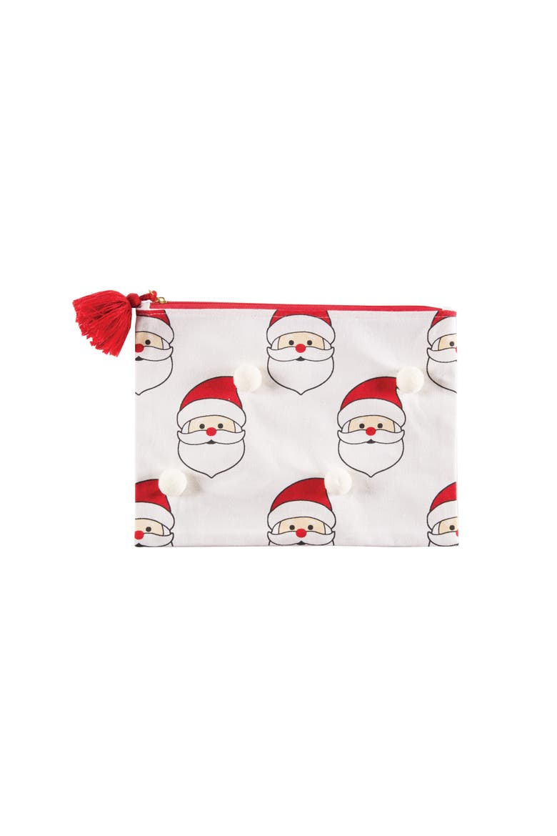 9" x 12" Santa Claus Christmas Zipper Makeup Bag Organizer Pouch, Main, color, White