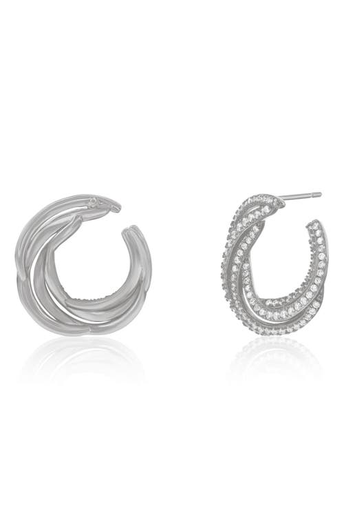 Suzy Levian Pavé Cubic Zirconia Twisted Hoop Earrings