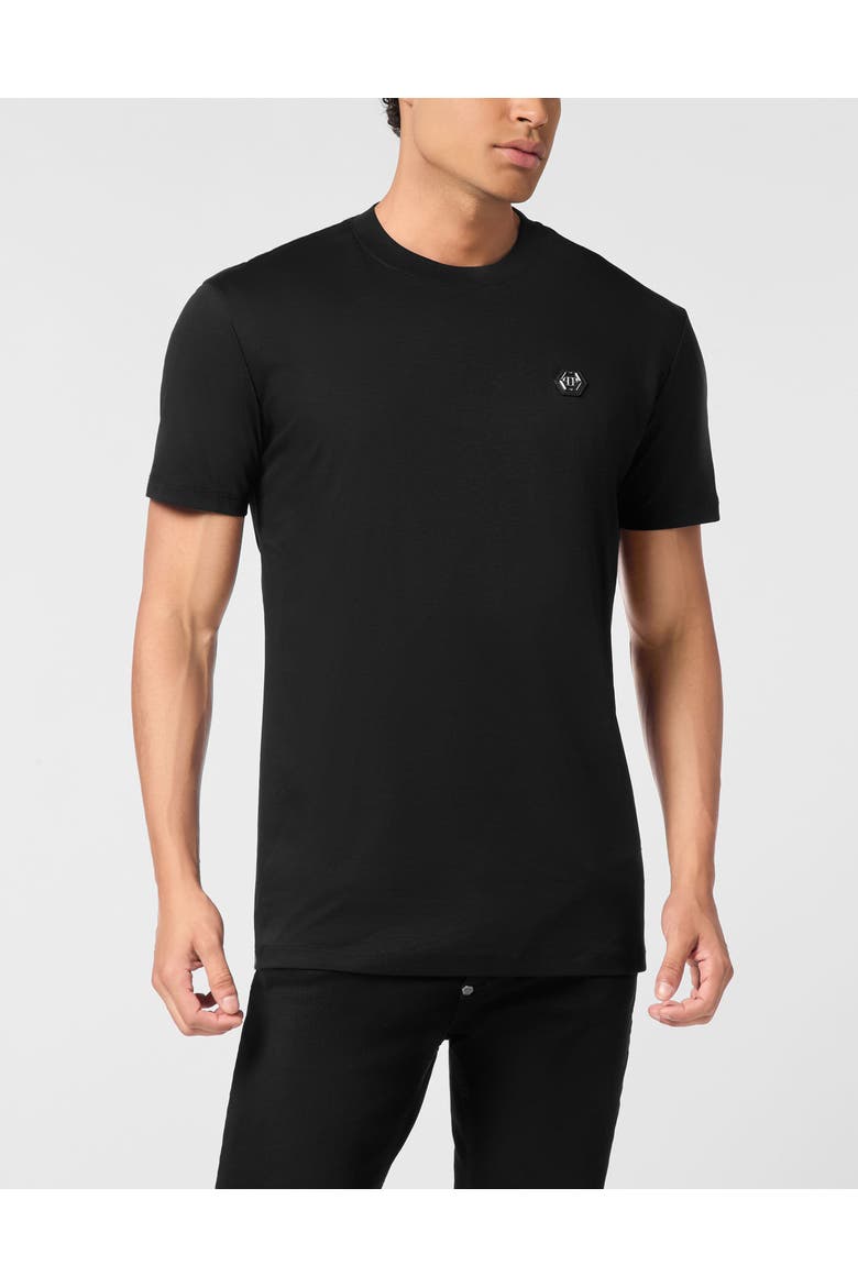 Round Neck T-Shirt Hexagon Men, Main, color, black