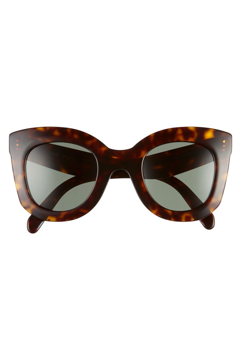 Bold 3 Dots 47mm Cat Eye Sunglasses, Alternate, color, DARK HAVANA/ GREEN
