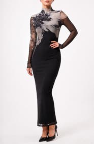 BY DESIGN Stormy Long Sleeve Mesh Gown