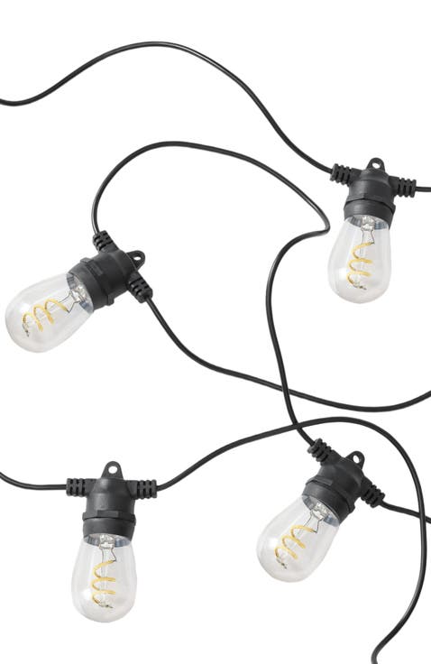 27 ft or 48 ft, Solar‑Powered Heavy Duty LED Outdoor String Lights, Weatherproof Spiral Filament Edison Bulbs