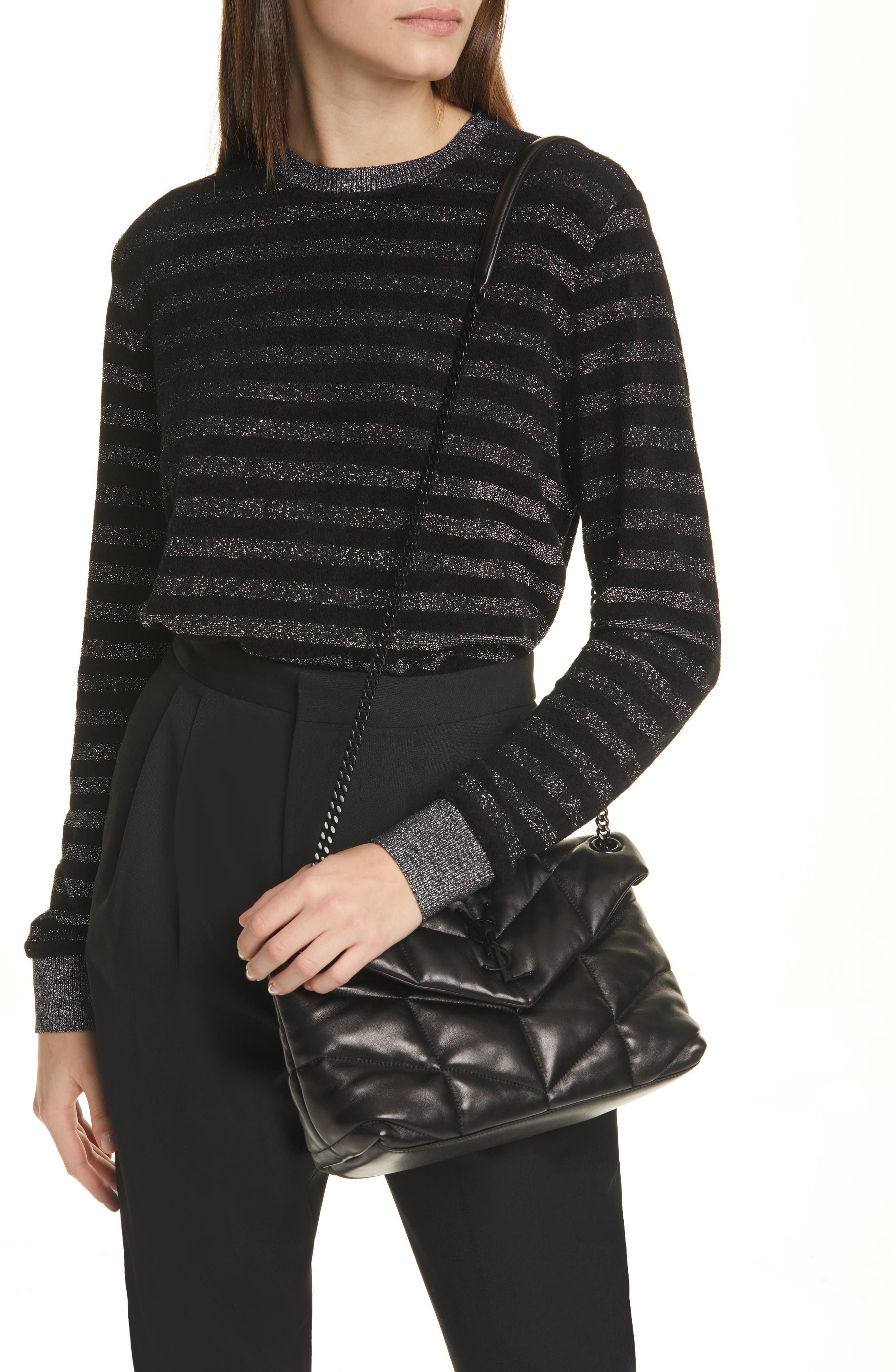 Saint Laurent Small Loulou Leather Puffer Bag, Alternate, color, 