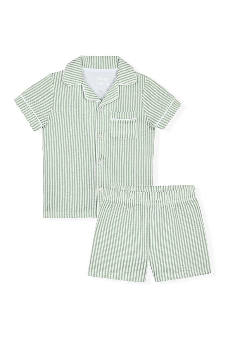 Kids' Two-Piece Short Pajamas & Scrunchie Set, Main, color, GREEN