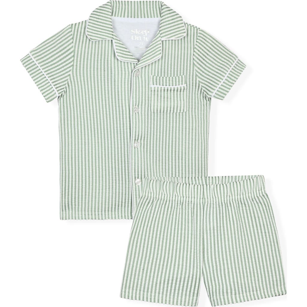 Sleep On It Kids' Two-piece Short Pajamas & Scrunchie Set In Green