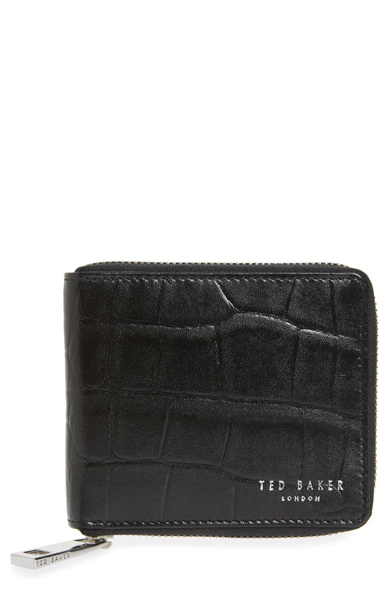 Ted Baker London Shoppa Leather Zip Wallet, Main, color,
