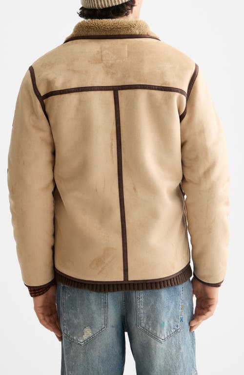Scotch & Soda Reversible Faux Shearling Coat In Brown
