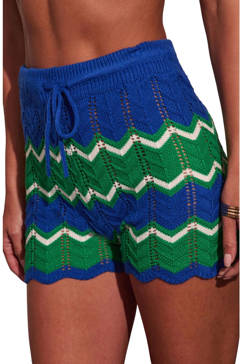 Harbor Glow Chevron Pointelle Knit Shorts, Alternate, color, BLUE/ GREEN