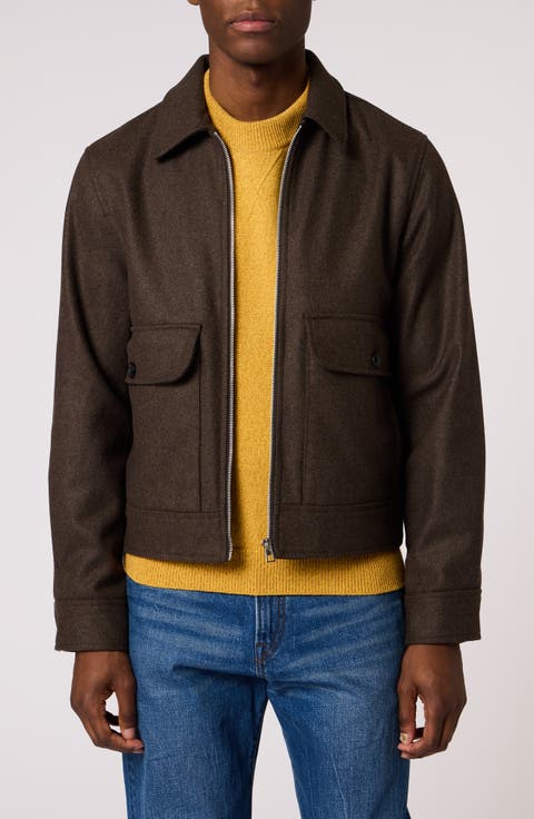 Wool Blend Harrington Jacket