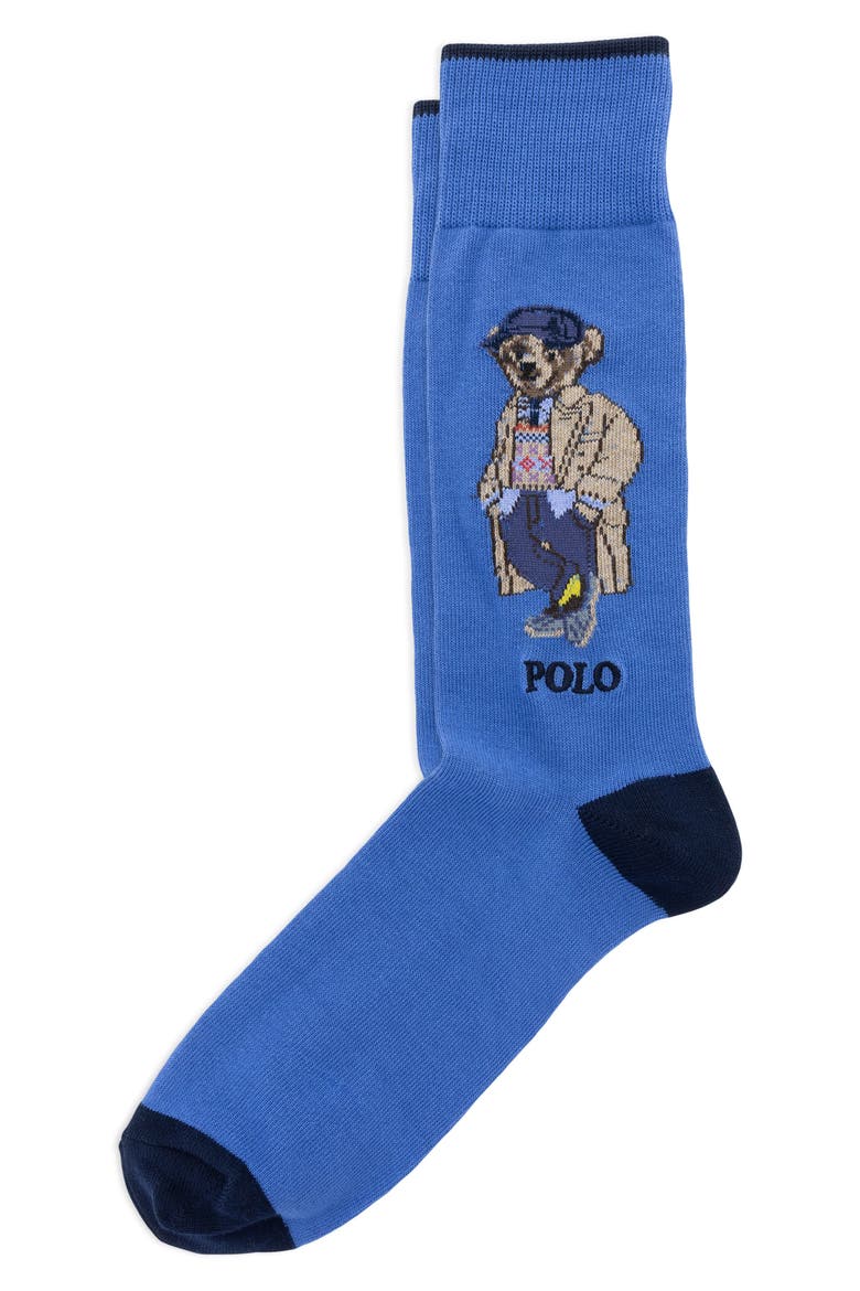 Litchfield Bear Socks, Main, color, BLUE