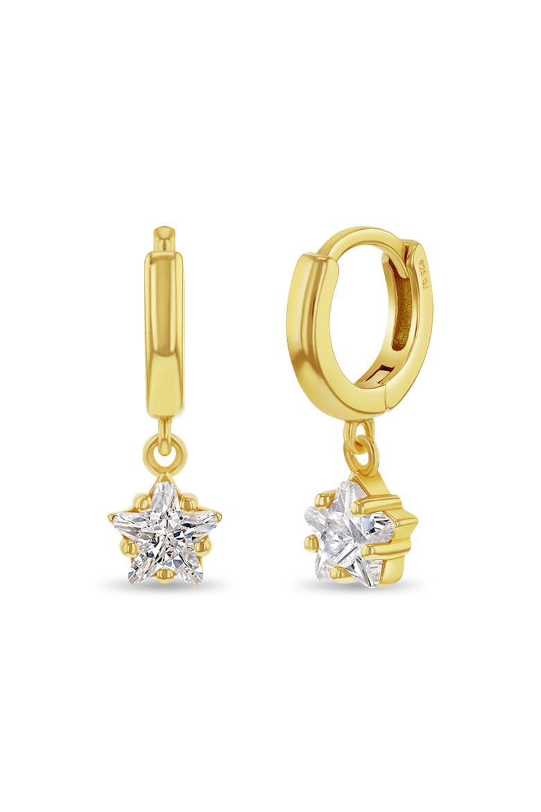 Star Dangle Plated Hoop Earrings, Main, color, Gold