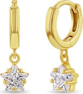 In Season Jewelry Star Dangle Plated Hoop Earrings