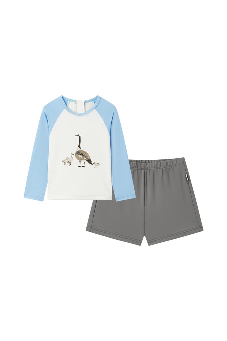 Long Sleeve Shirt and Trunks Swim Set, Main, color, Swimming Goose