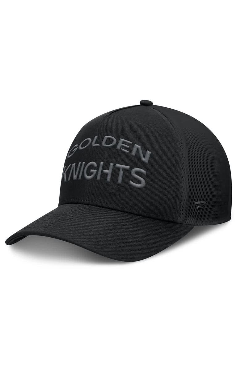 FANATICS Men's Fanatics Black Vegas Golden Knights Authentic Pro Road Stack Text A-Frame Adjustable Hat, Main, color, Black