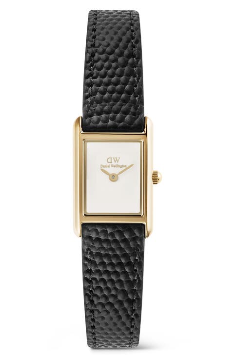 Bound Mini Tank Leather Strap Watch, 17mm x 26mm