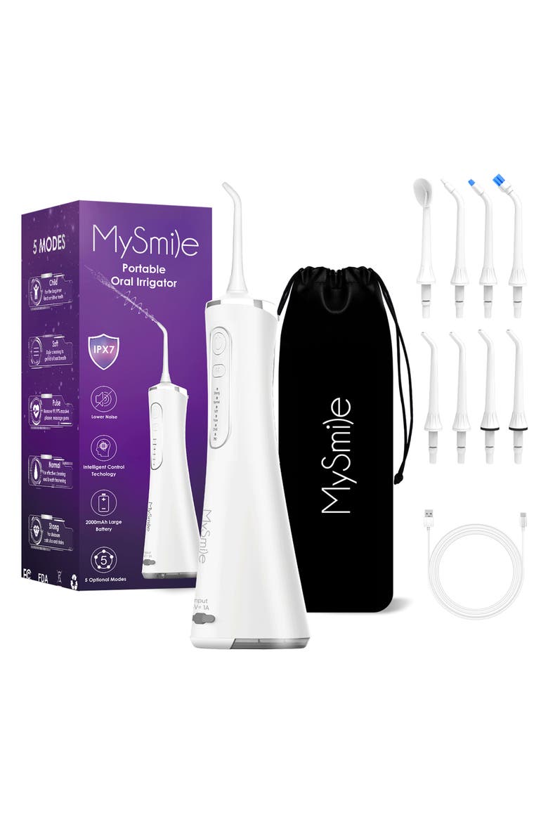 LP211 Cordless Water Flossers for Teeth, 260ML Reservoir, 5 Cleaning Modes, 8 Jet Tips, Main, color, White