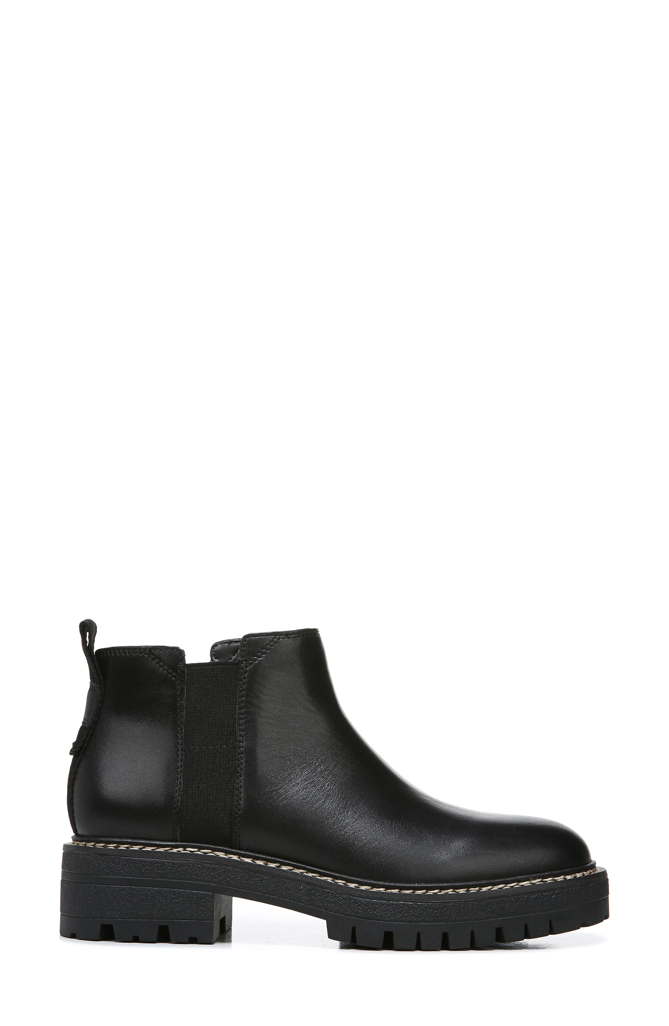 Flora Lug Sole Chelsea Boot, Alternate, color, BLACK LEATHER