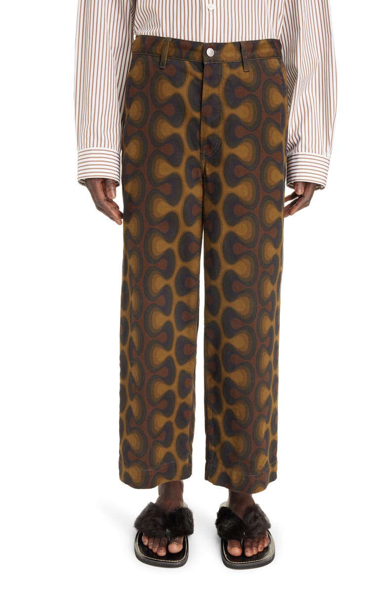 Dries Van Noten Pip Wave Print Nonstretch Denim Straight Leg Jeans, Main, color,