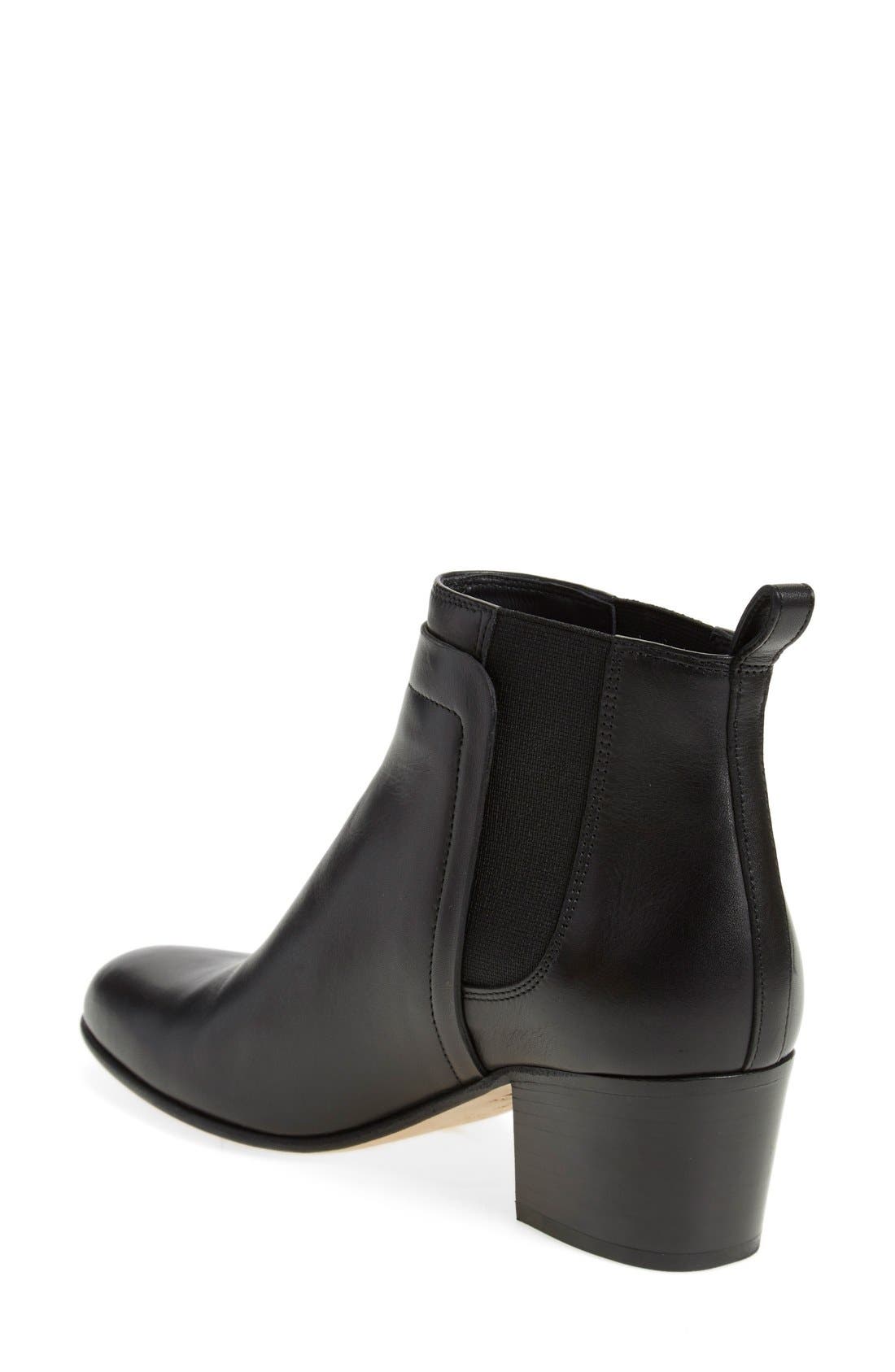 'Hallie' Round Toe Bootie, Alternate, color, BLACK LEATHERDNU
