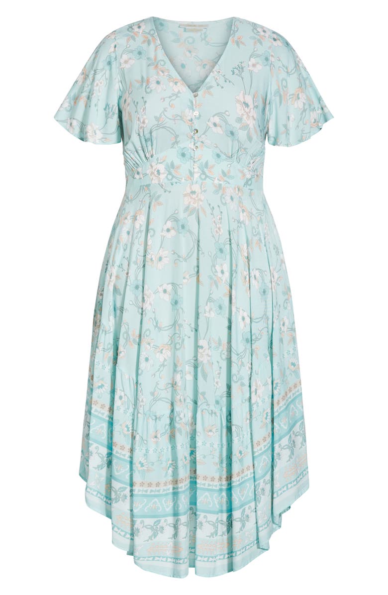 City Chic Spirited Floral Maxi Dress, Alternate, color, Seafoam Spirited Fl
